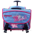 600D polyester kids rolling trolley satchel backpack for school